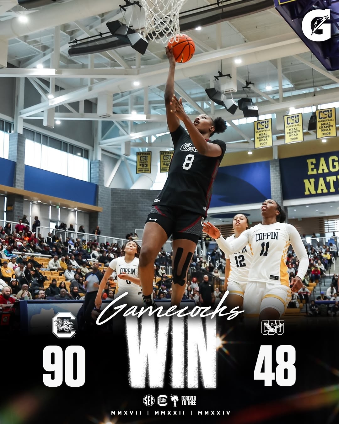 Joyce Edwards Powers No. 2 South Carolina to Dominant 90-48 Victory Over Coppin State