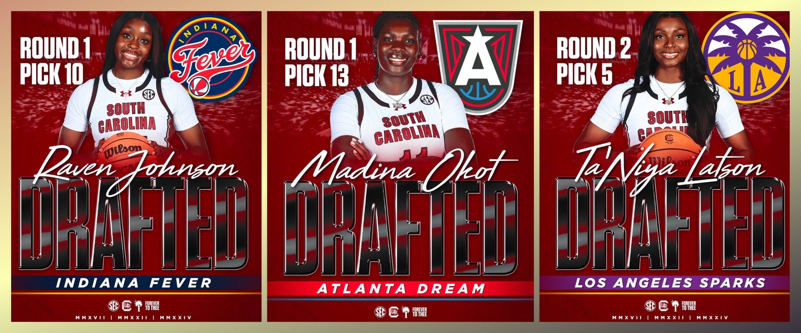 Gamecocks Make History: Raven Johnson, Madina Okot, and Ta’Niya Latson All Drafted in 2026 WNBA Draft