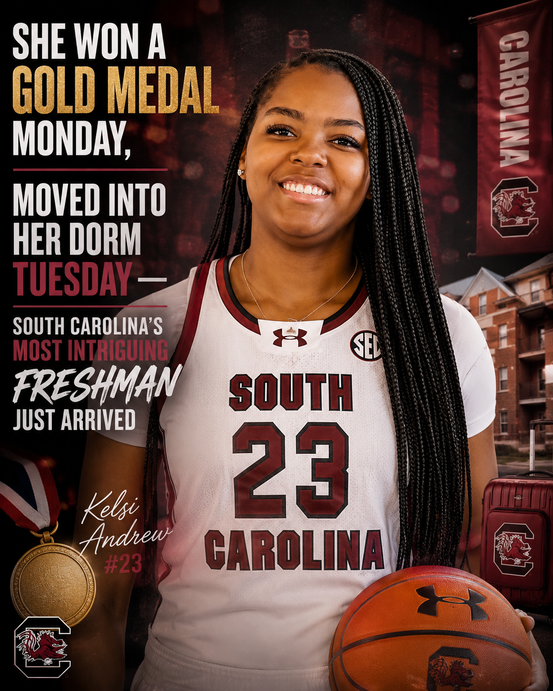 She Won a Gold Medal Monday, Moved Into Her Dorm Tuesday — South Carolina’s Most Intriguing Freshman Just Arrived