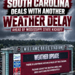 South Carolina Deals With Another Weather Delay Ahead of Mississippi State Kickoff