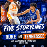 Five Storylines to Watch: Duke vs. Tennessee at Cameron Indoor (Oct. 20)