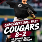Gamecocks Roll Past Cougars 8-2 as Schnall Flags Free-Pass Problem